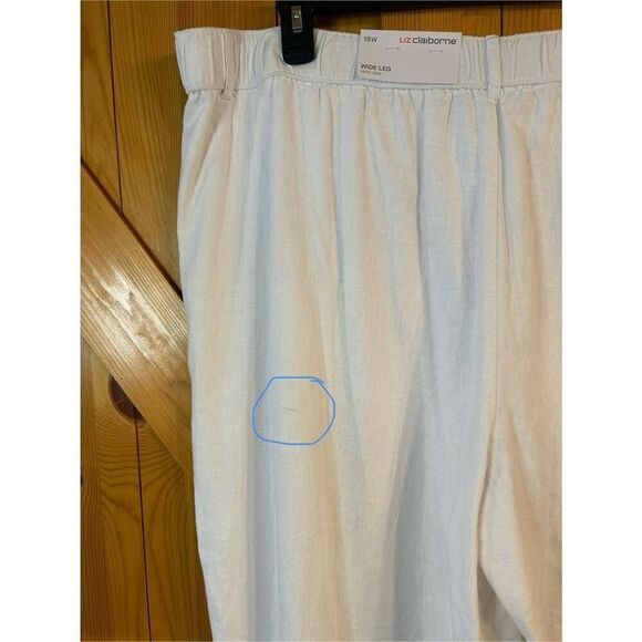 Liz Claiborne Wide Leg White Pants Woman's Size 18 Linen Blend High Rise Lined N - Picture 8 of 10